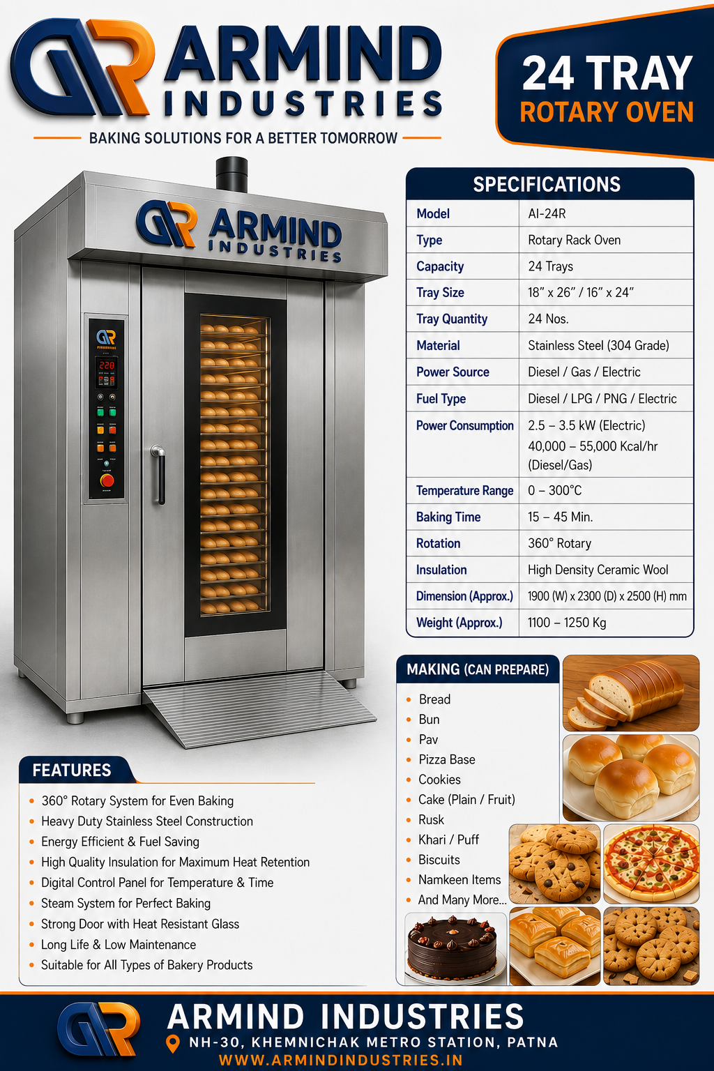 Rotary Oven Bakery Machine Manufacturer in Bihar
