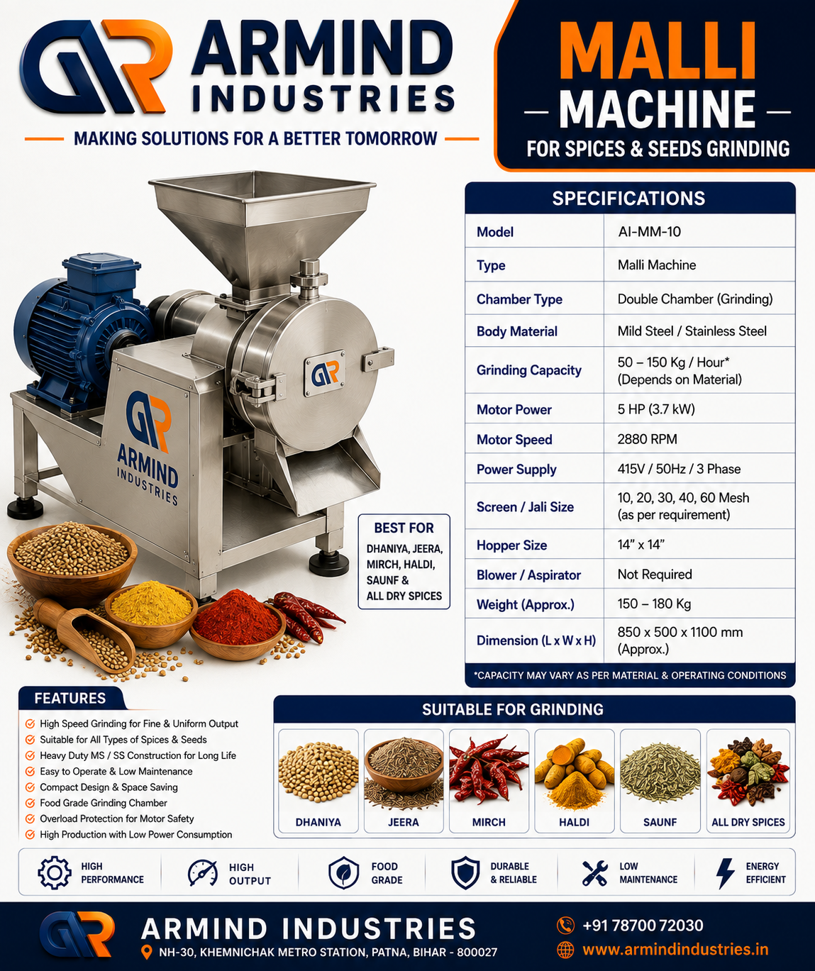 Malli Machine - Grinding & Milling Machines manufacturer Bihar
